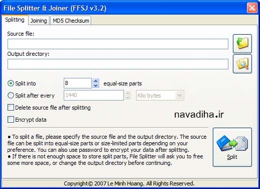 دانلود برنامه file spliter joiner full با حجم کم